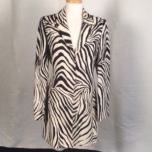 Dana Bachman Zebra  Knee Length Jacket Size 6